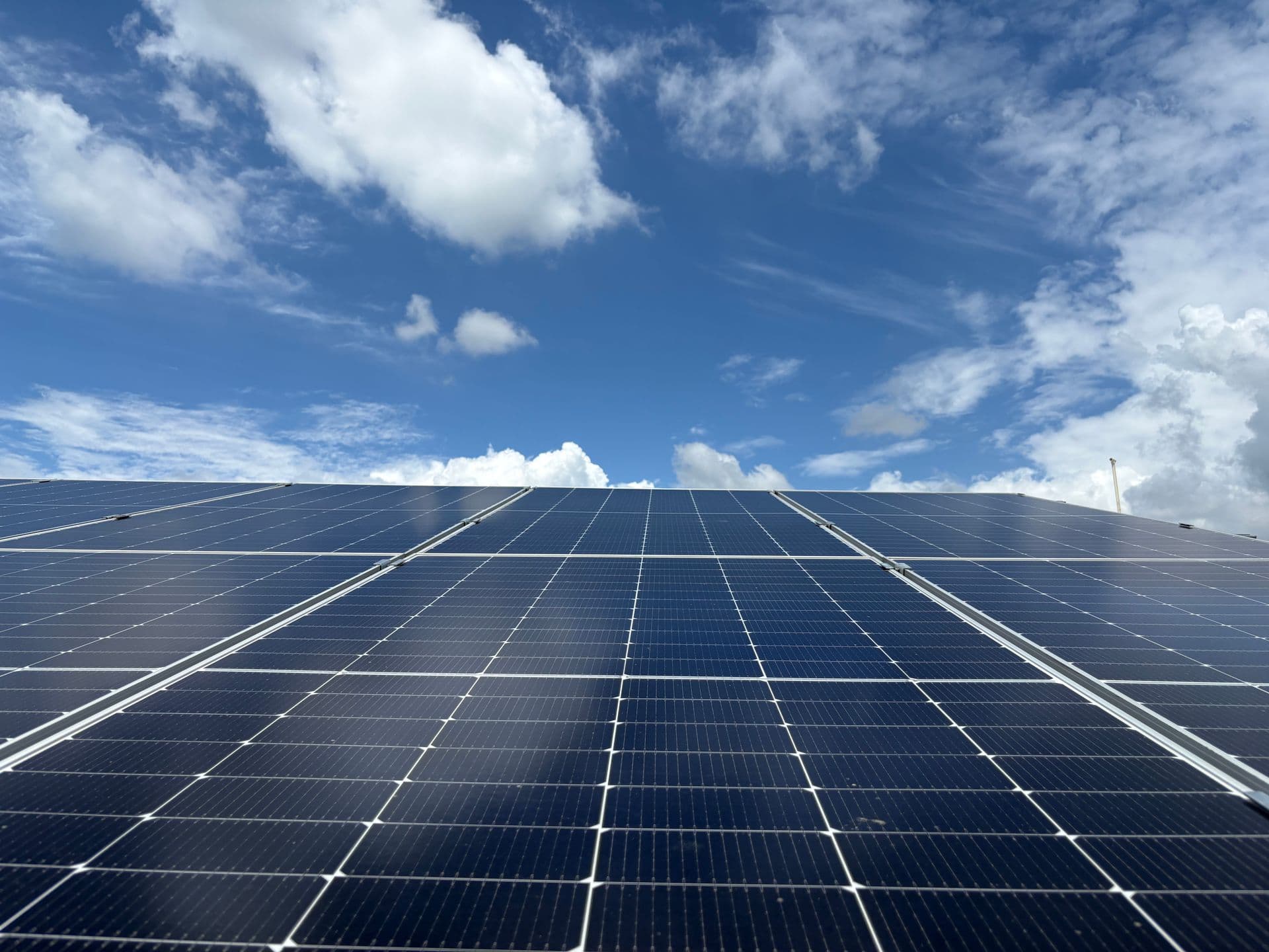 Large-scale solar panel installation for commercial use